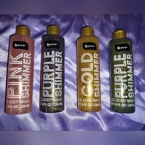 B•pure Brand Lot Of 4 Shimmer Gel Body Wash Set - Pink, Purple, Gold